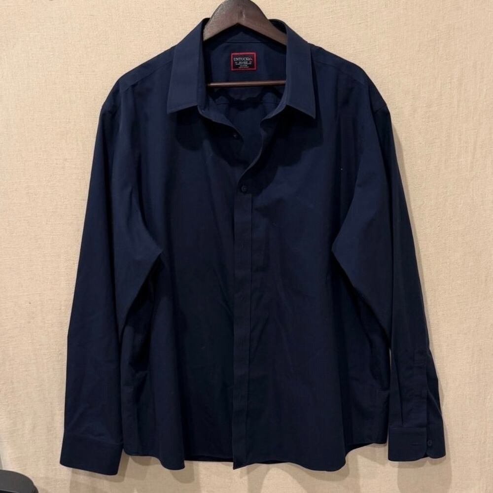 UNTUCKit Navy Blue Mens XXL 100% Cotton Casual Button Down Shirt